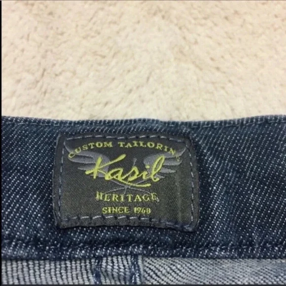 Kasil Tribecca Ocean Storm Wash Flared Cuffed Jeans Mid-rise Size 26 - Picture 4 of 9